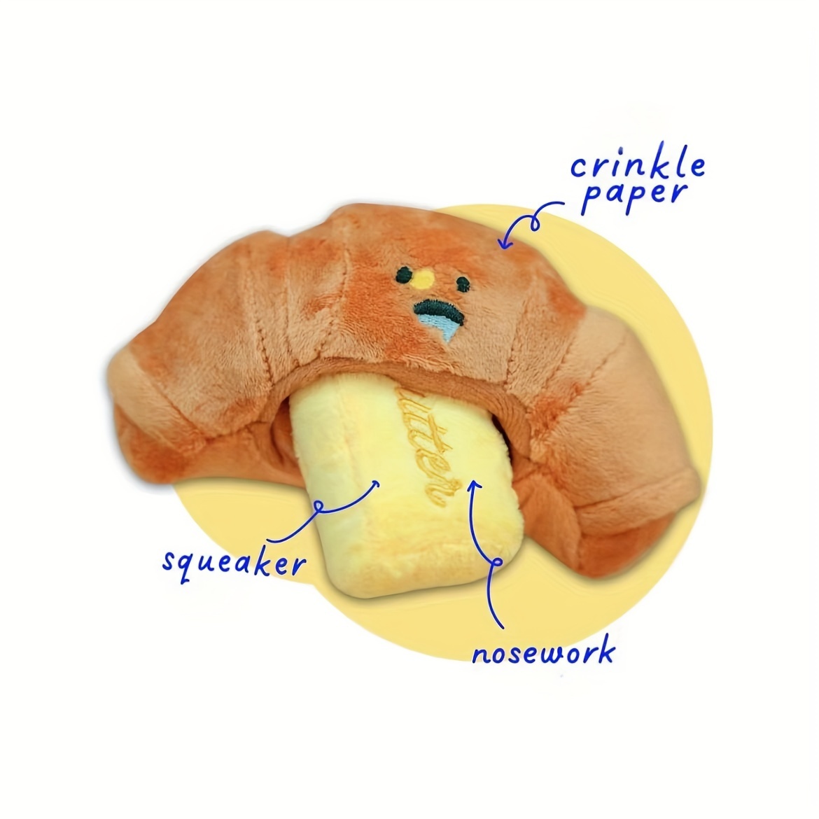 Croissant Shaped Squeaky Dog Plush Toy Interactive Sniffing - Temu