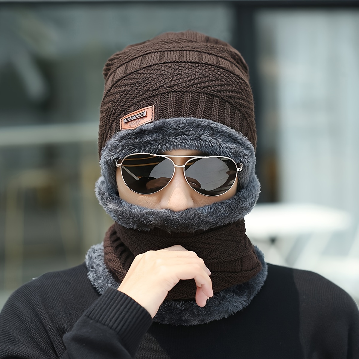 Pasamontañas Gorro Punto Cálido Bufanda Invierno Hombres - Temu Chile