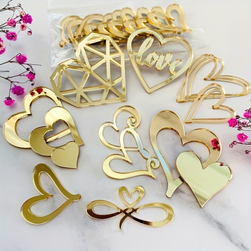 Top Cake Gold Acrylic Love Cake Topper - Mirrored, Heart - 5 3/4 x 5 1/4  - 1 count box