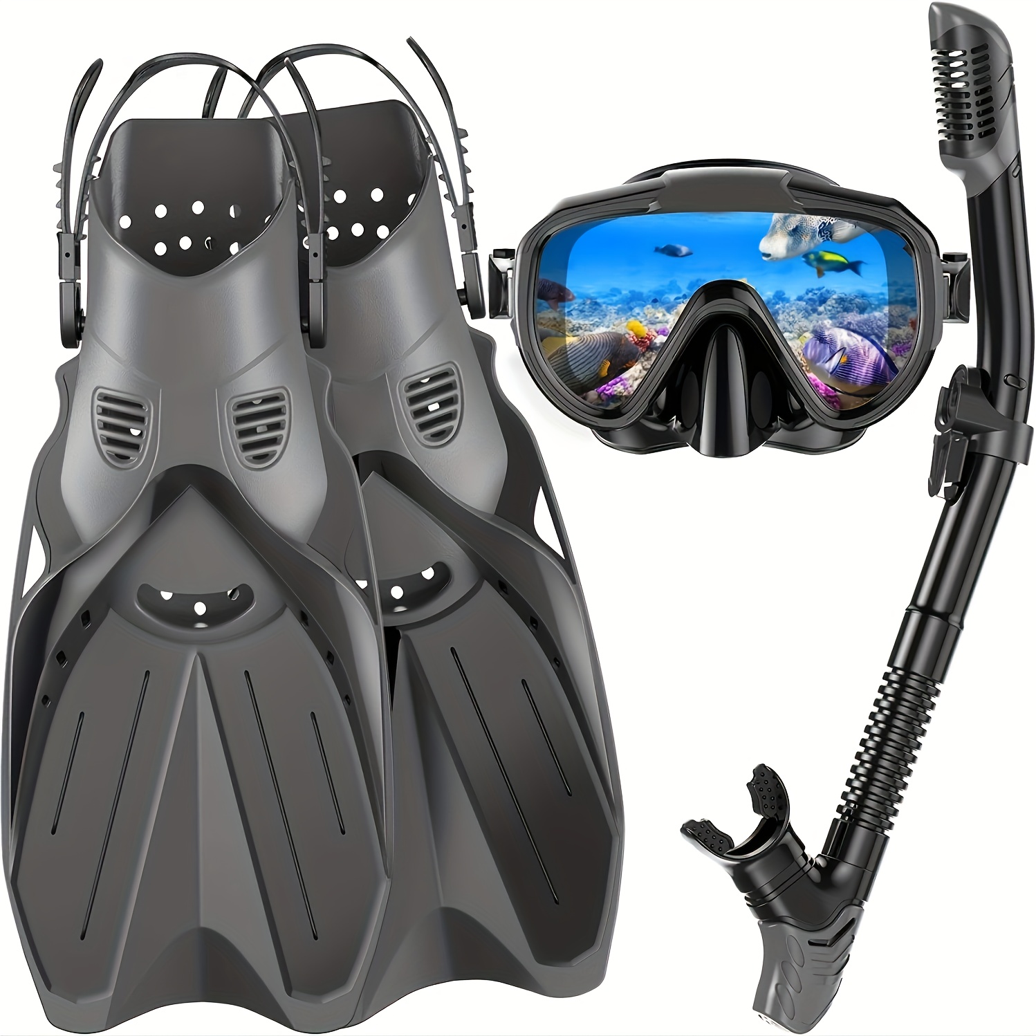 Mask Fins Set Unisex Diving Set Diving Goggles Dry - Temu