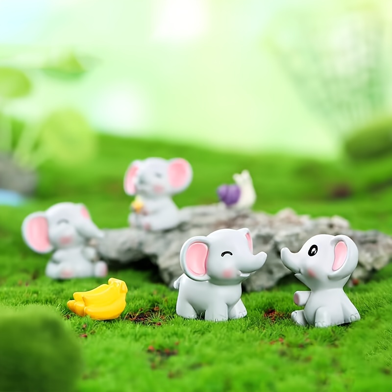 7pcs Small Resin Animals, Including 1 Banana And 6 Cute Elephants, Bonsai  Micro Landscape Decoration DIY, Table Cabinet Decorations, Home Decoration