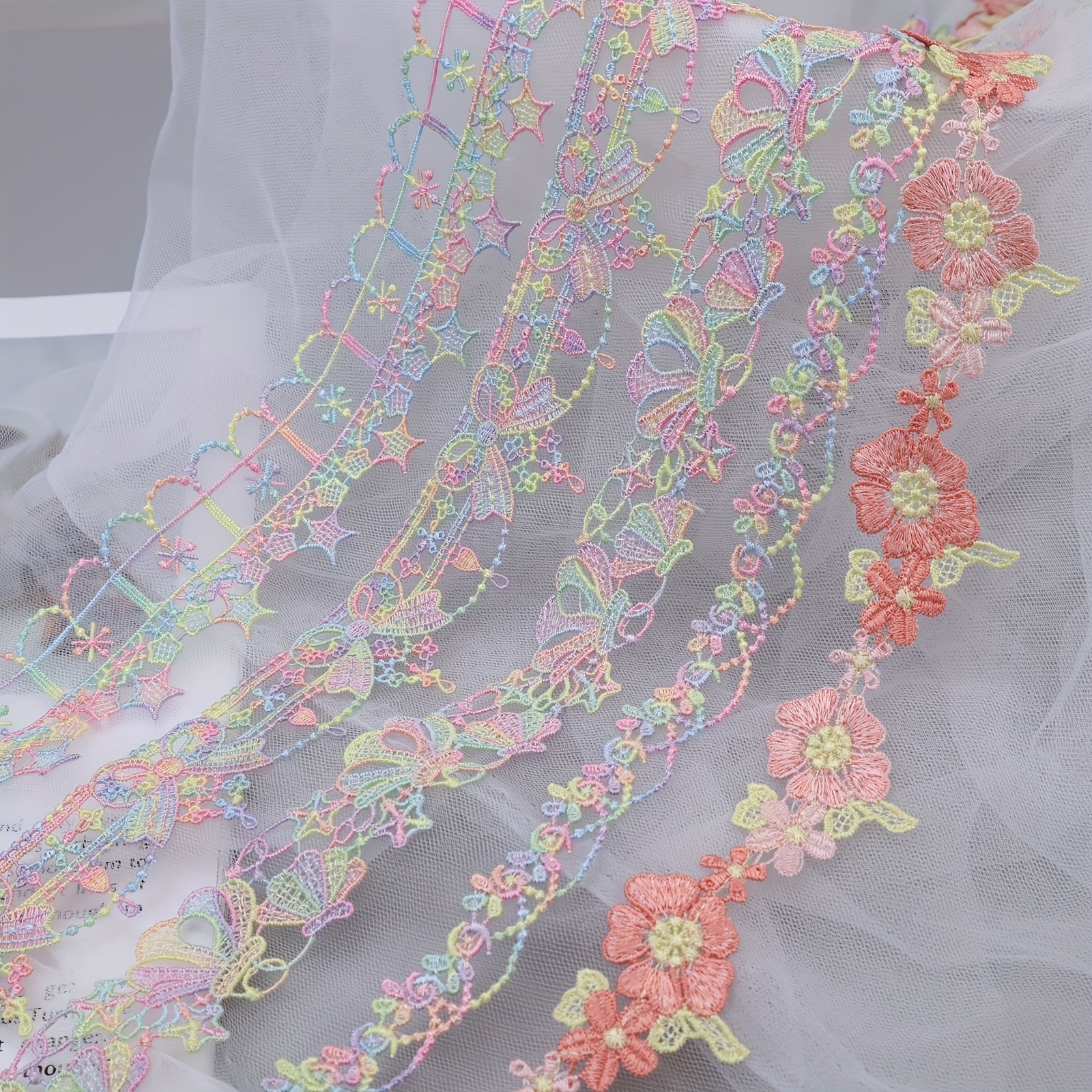 Organza Embroidered Lace Ribbon Lace Fabric For - Temu