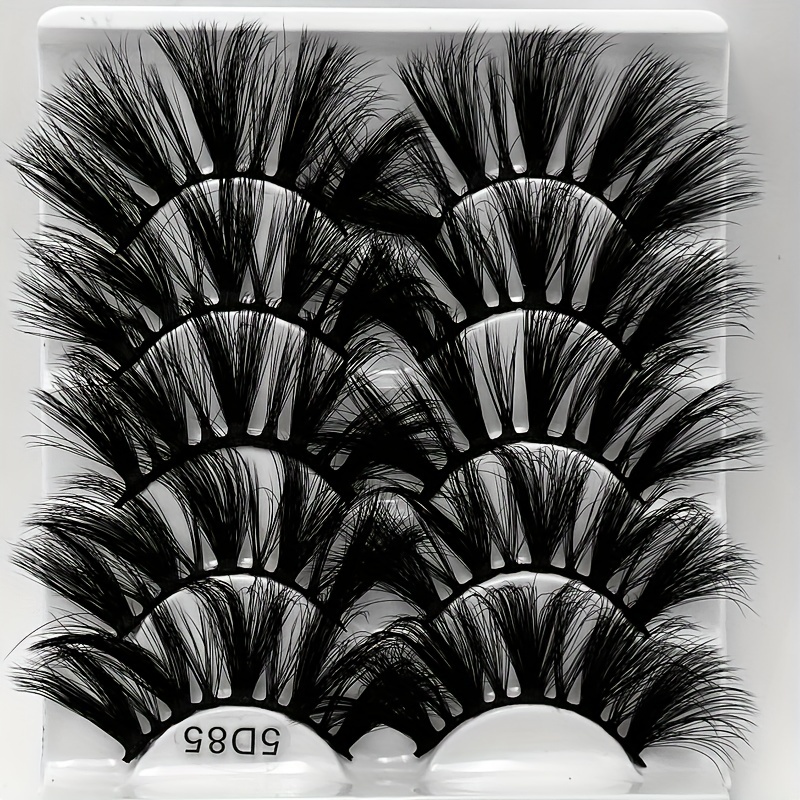 5 Pairs Faux Mink Eyelashes Lengthening Thickening False Eyelashes