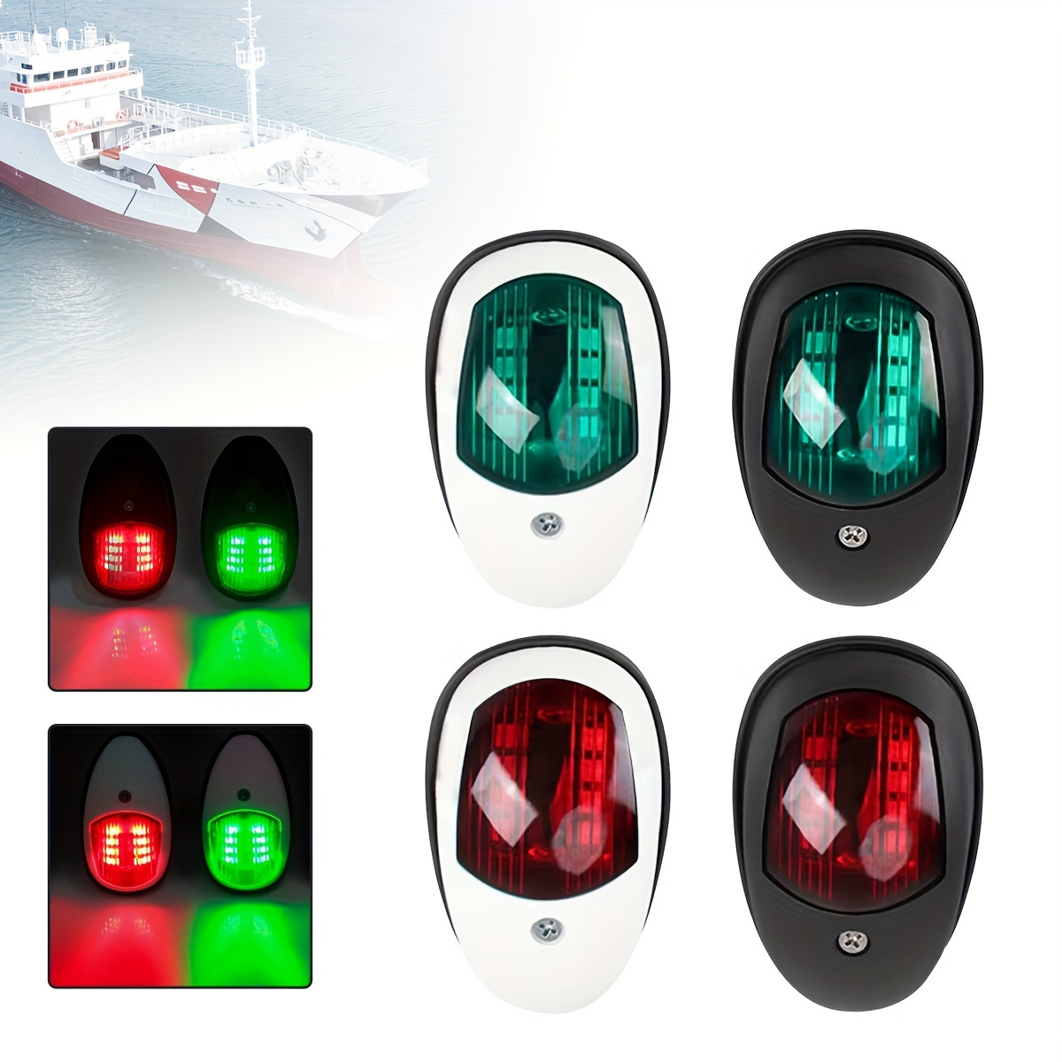 2pcs Waterproof Boat Navigation Light Red Green Led Marine