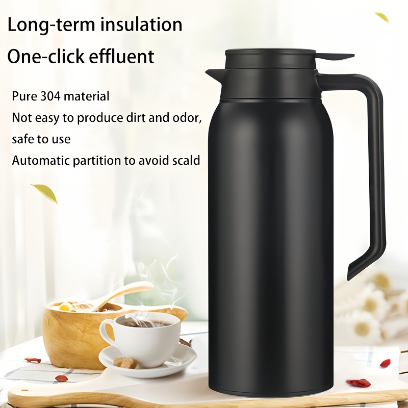 1PC 63oz Stainless Steel Thermal Coffee Carafe, 1.8 Liter Double Walled  Vacuum Insulated Flask for Coffee, Water and Tea - Hot & Cold Retention,  Silver