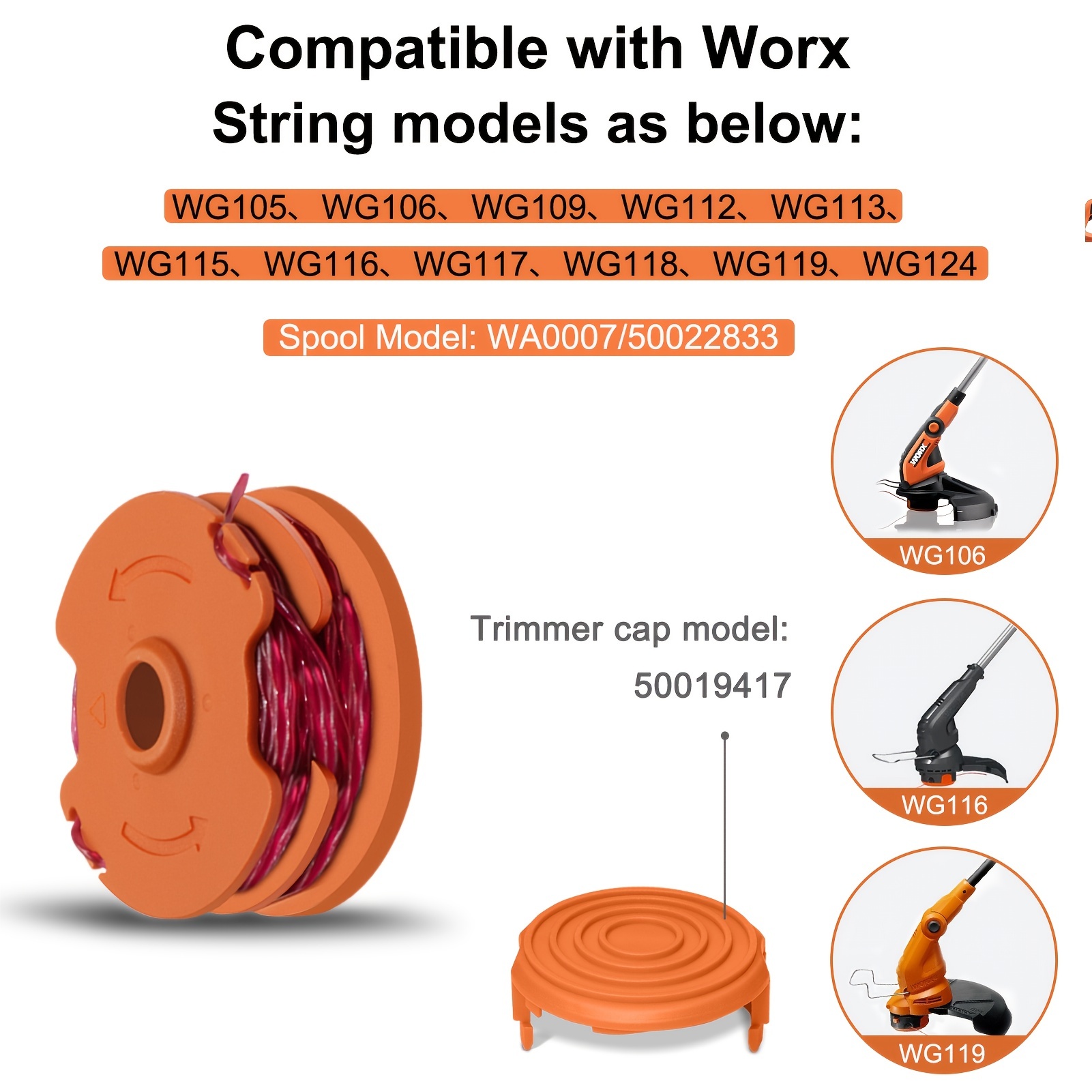 Replacement Spool For Black+decker Af-100 Grass Trimmer Auto Feed  Replacement (6/8 Spools, 2 Hood, 2 Spring) (8pcs)