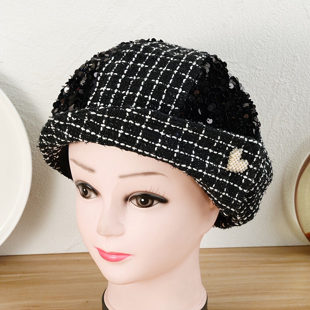 sequin beret hat