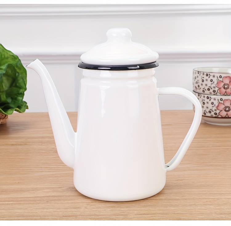 1pc retro thickened enamel tea kettle 1 1l enamel coffee kettle oil kettle kettle enamel kettle enamel kettle milk tea kettle cooling kettle   drinkware home kitchen items back to school supplies details 0