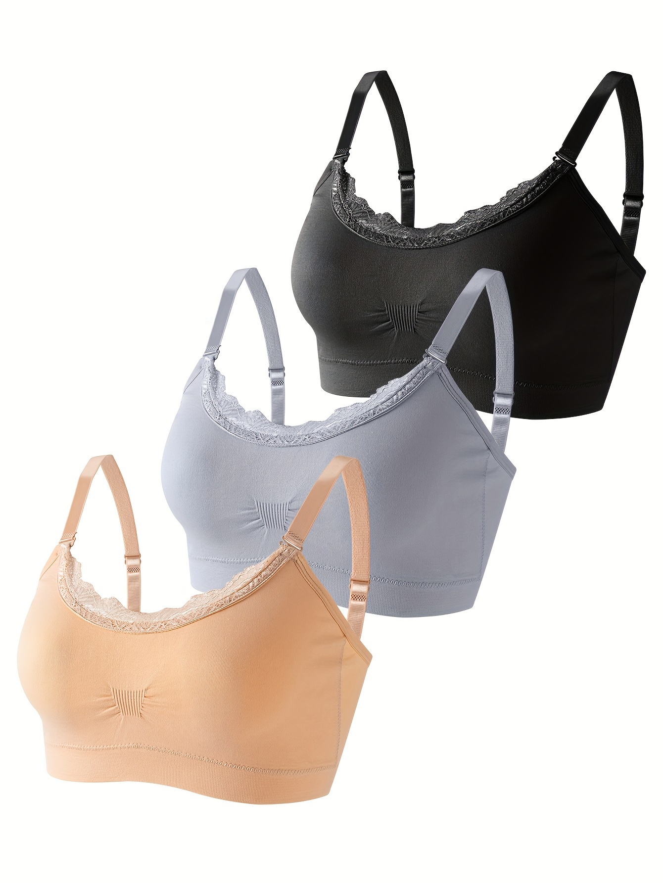 3 Pack Plus Size Sports Bra Set Women‘s Plus Ruched Seamless Full Coverage  Wireless Soft & Breathable Sporty Bra Three Piece Set