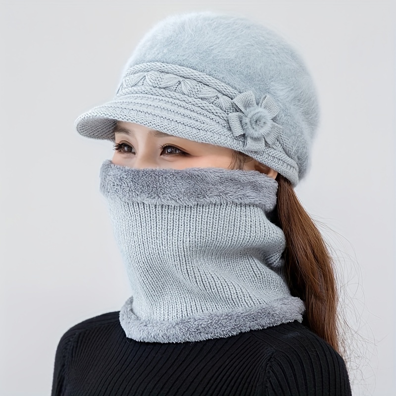Bonnet écharpe d'hiver pour homme en polaire tricotée coupe-vent