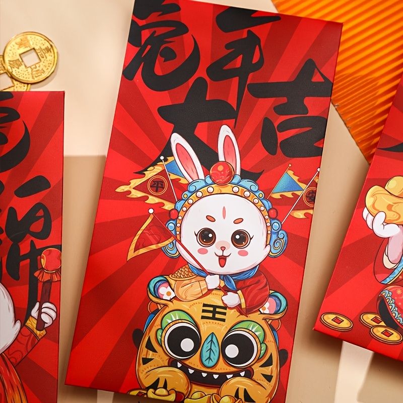 6pcs New Rabbit Year's National Tide Red Bag New Year Creative Cartoon  Pressure Yield Seal The Passover Spring Festival Red Bag | Shop On Temu And  Start Saving | Temu