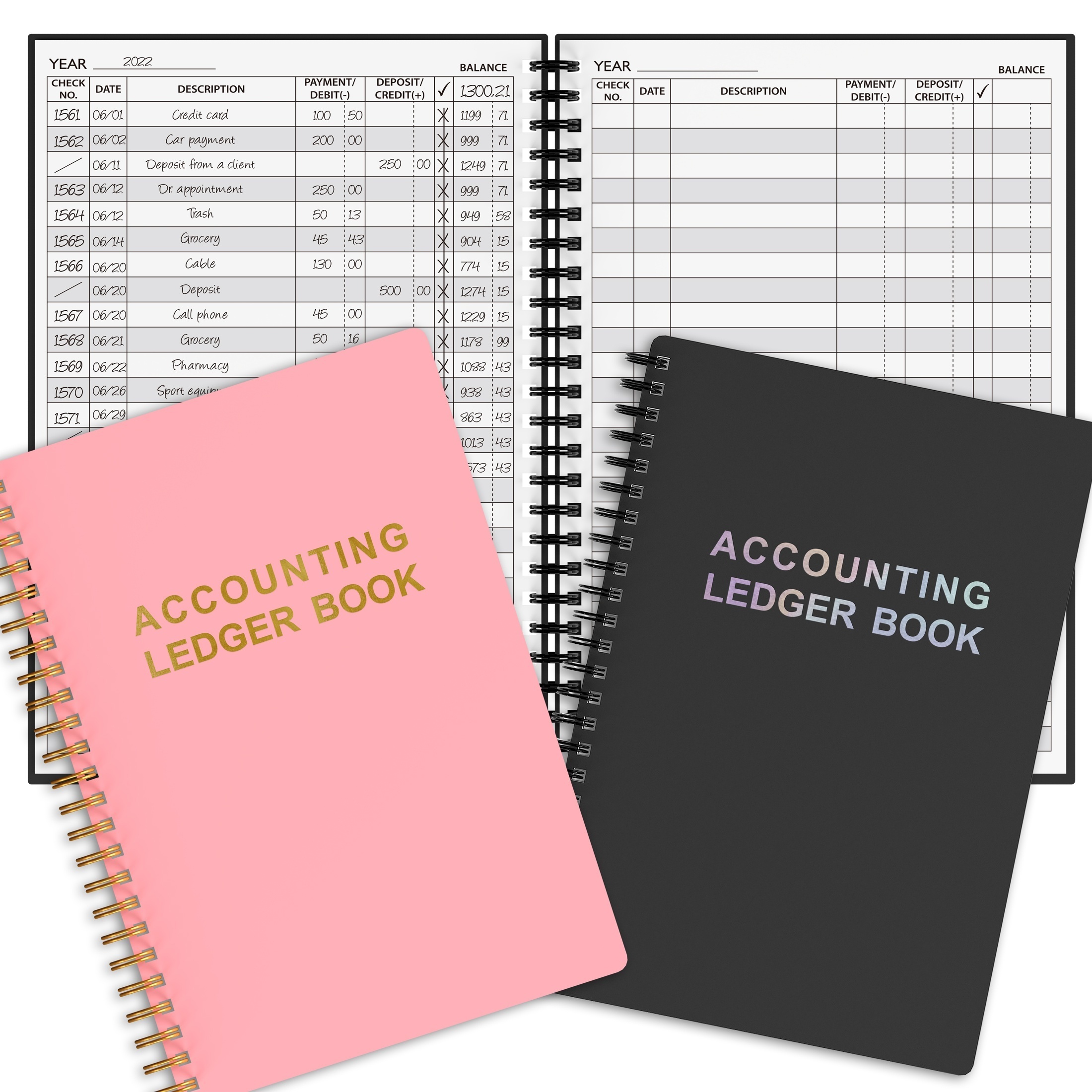 Libro De Contabilidad: Registro De Cheques A5 Para Pequeñas Empresas Y Uso  Personal, Libro De Cuentas Para Seguimiento De Dinero, Gastos, Depósitos Y
