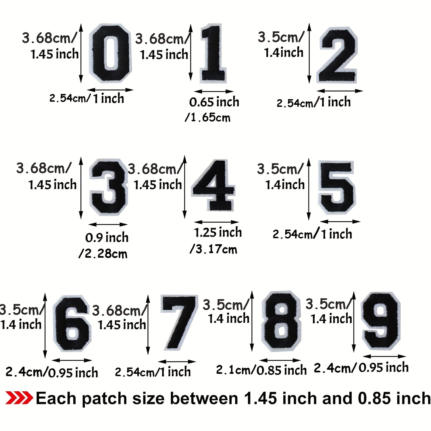 Yellow Letter Number Nine No.9 Patch School 0-9 Number Iron on Applique  Embroidered Sew On Patch Sticker 2 INCHES. (9)
