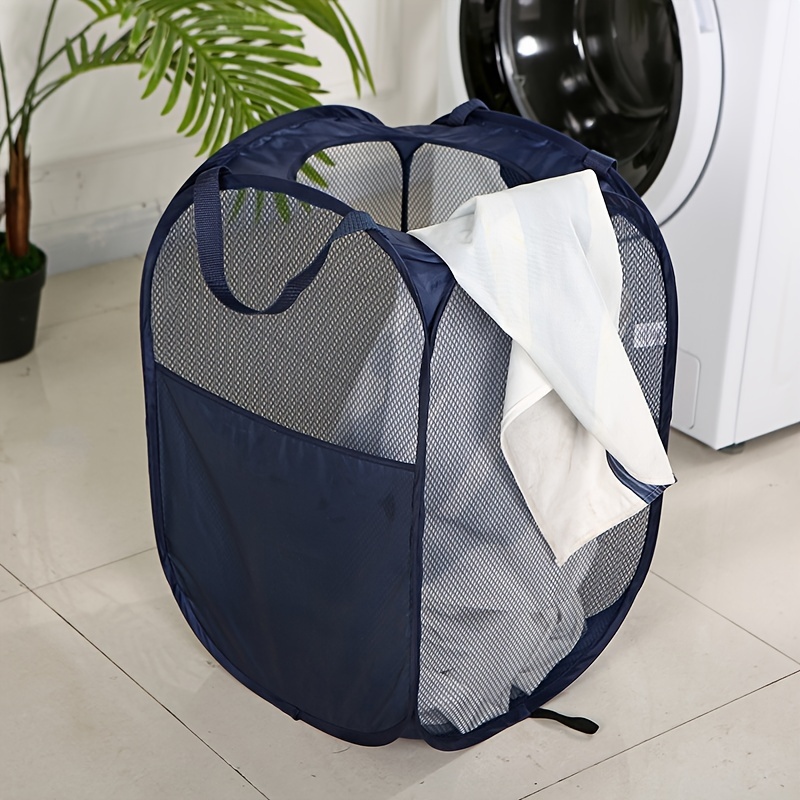Cesto grande plegable con bolsa para la colada de excelente calidad:  duradero, de tela no tejida, antihongos, con panel de plástico, tamaño