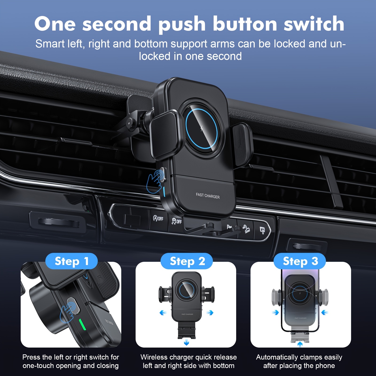 Wireless Car Charger [electromagnetic Sense] Fast In Car - Temu