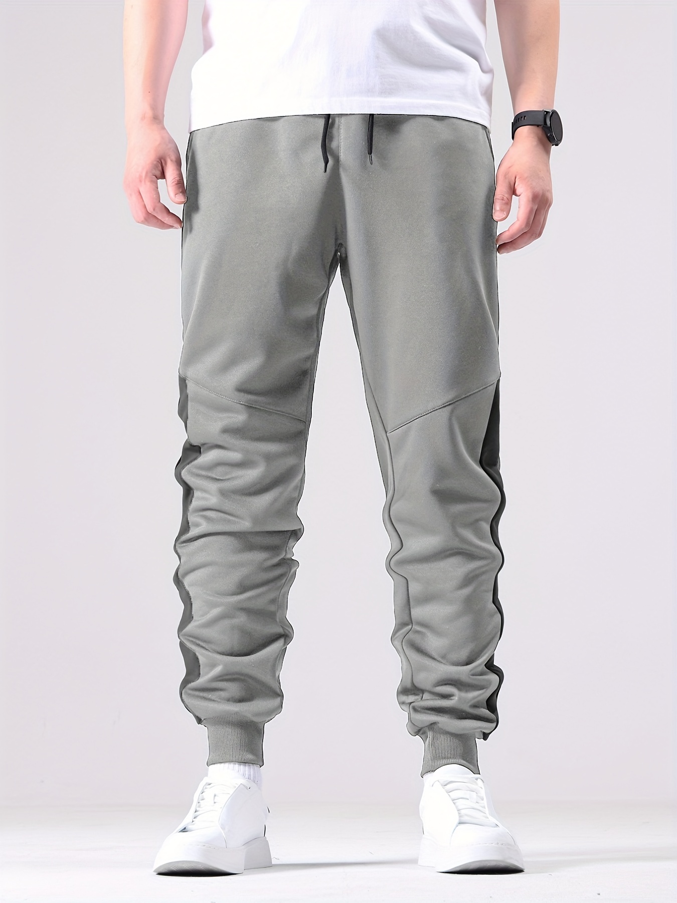 Color Block Drawstring Sweatpants Slim Pants Men's Casual - Temu