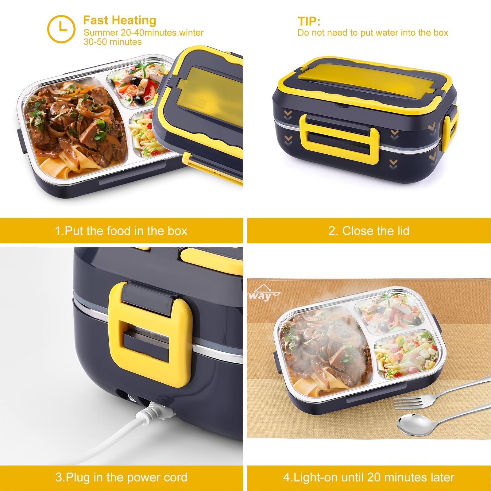 12V Car Portable Food Heating Lunch Box Electric Heater Warmer Bag For  Trucks