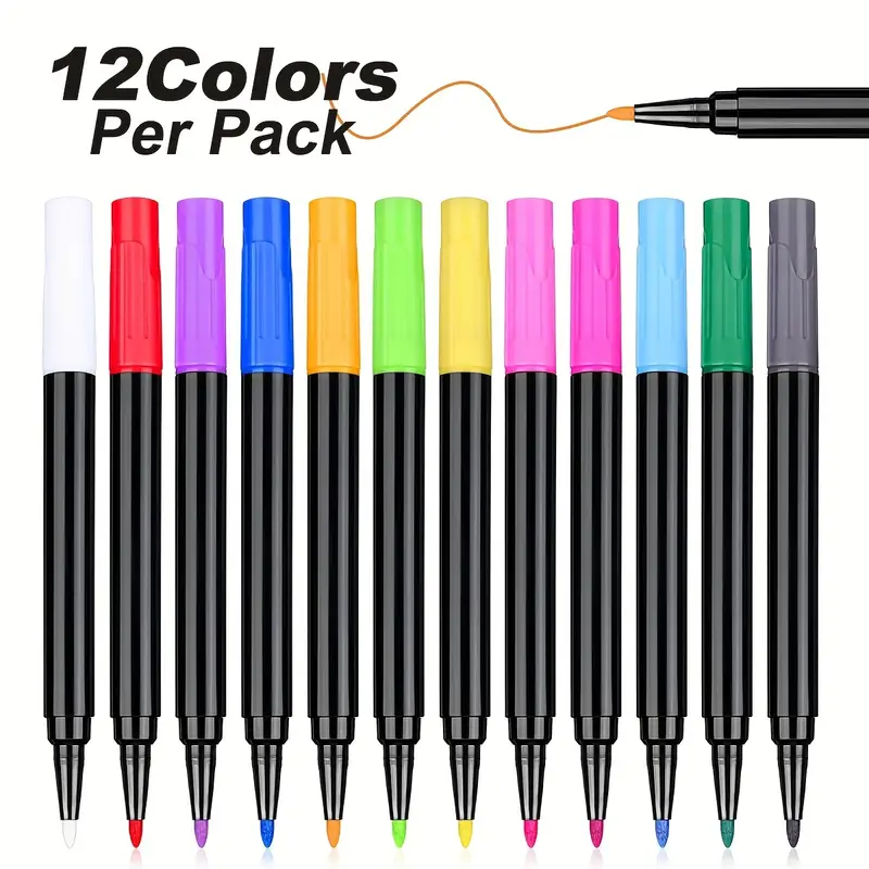 Liquid Chalk Markers For Acrylic Calendar Planning Board, 12 Vibrant Colors  Marker For Clear Glass Dry Erase Board Whiteboard Window Mirror, 1mm Fine