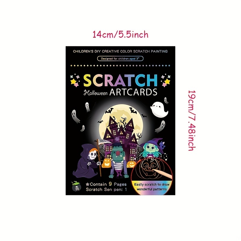 Pearoft Arts and Crafts for Kids Scratch Art Kit for Boys 5 6 7 8 9 10 Year  Olds, Birthday Halloween for Girls Easter Scratch Sketch Art Papers Art