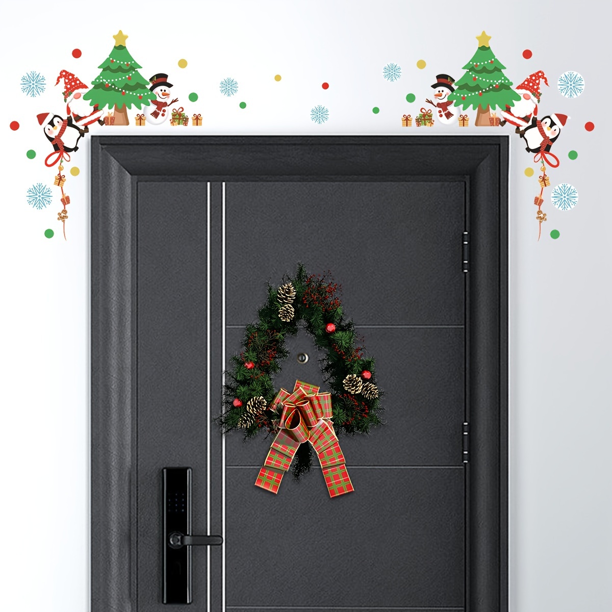 Christmas Garage Door Decoration Stickers Outdoor Xmas PVC Door Decals Non-Magnetic Christmas Decor Garage Door Decor for Fridge Window Wall Door