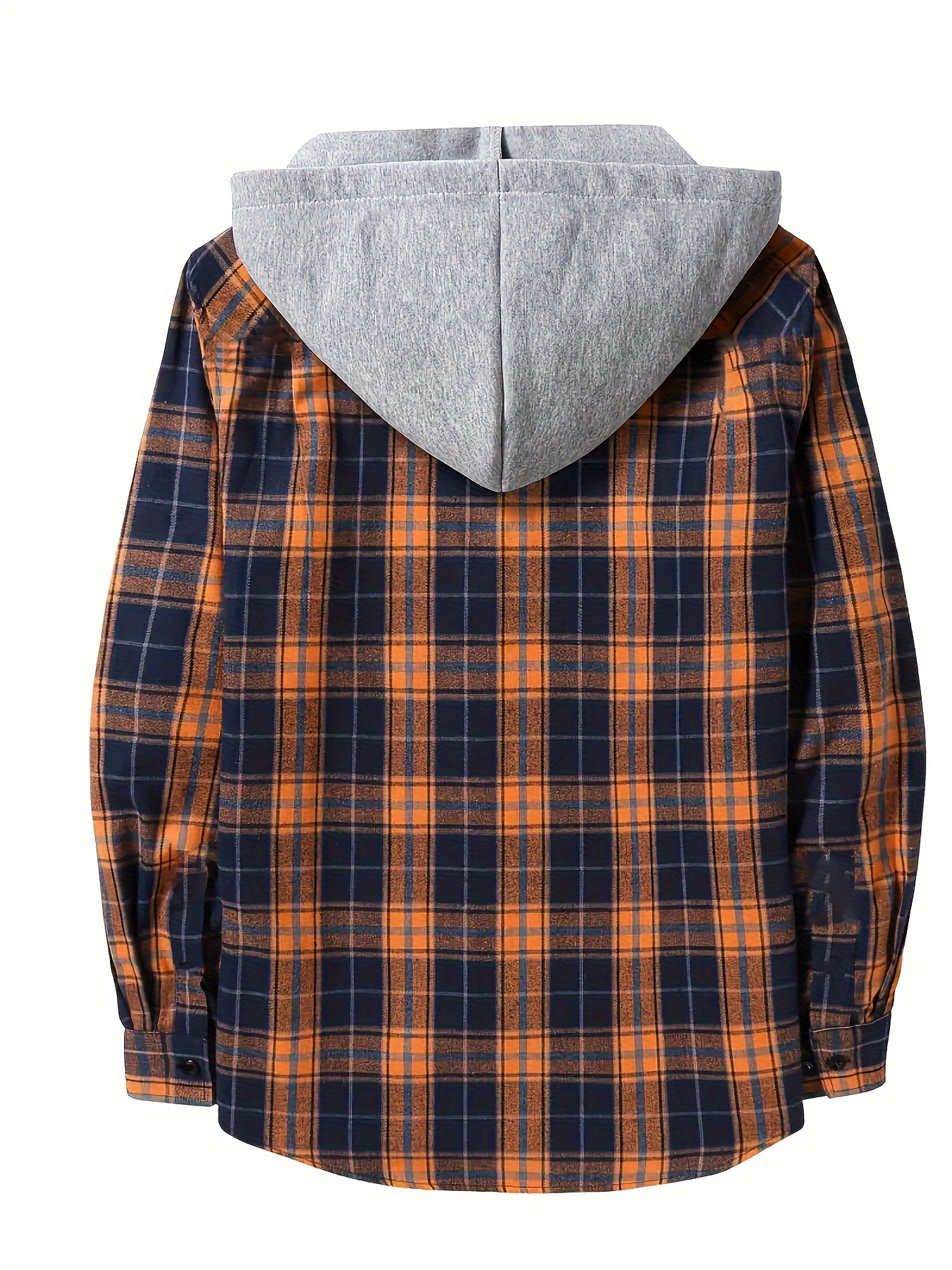 Casual Plaid Pattern Men's Long Sleeve Hooded Shirt, Men's Fall Winter  Street Outwear, Gift For Men