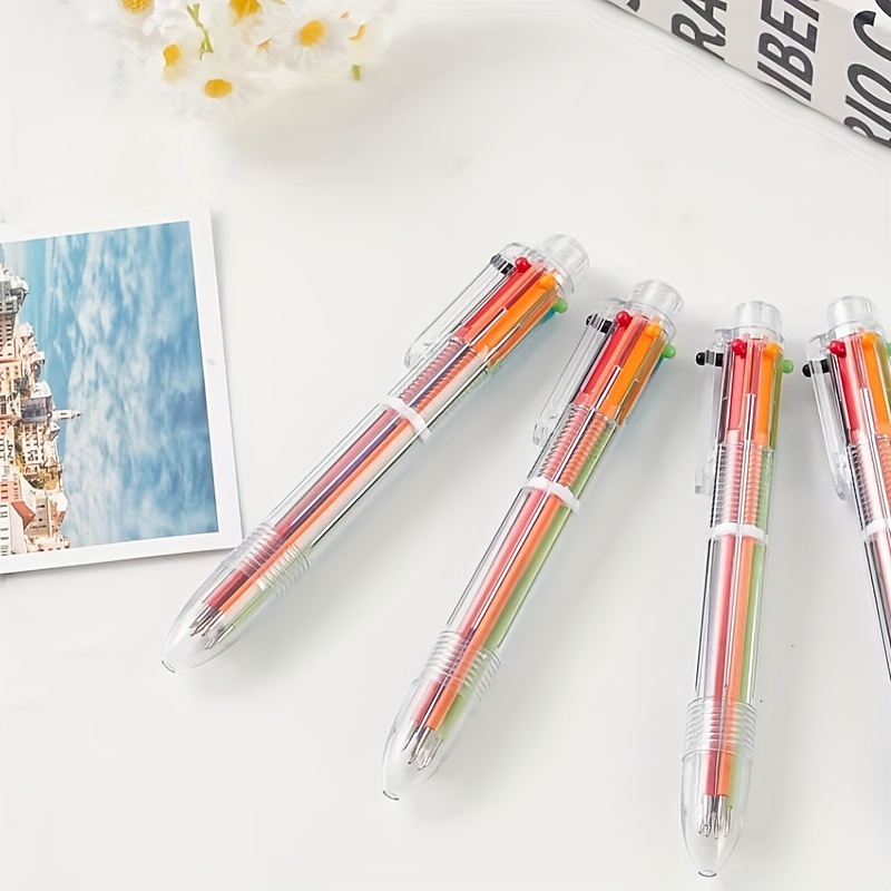 Novelty Multicolor Ballpoint Pen, Multifunction 6 in1 Colorful Ballpoint Pen