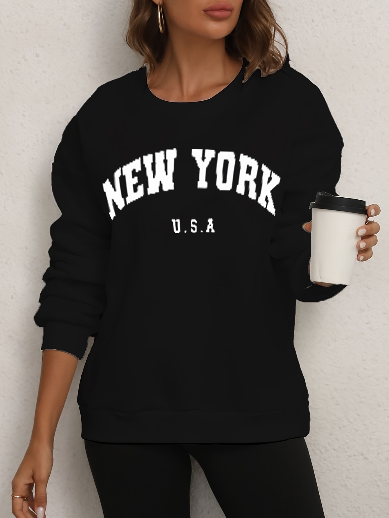 Drop shoulder discount letter graphic sweatshirt