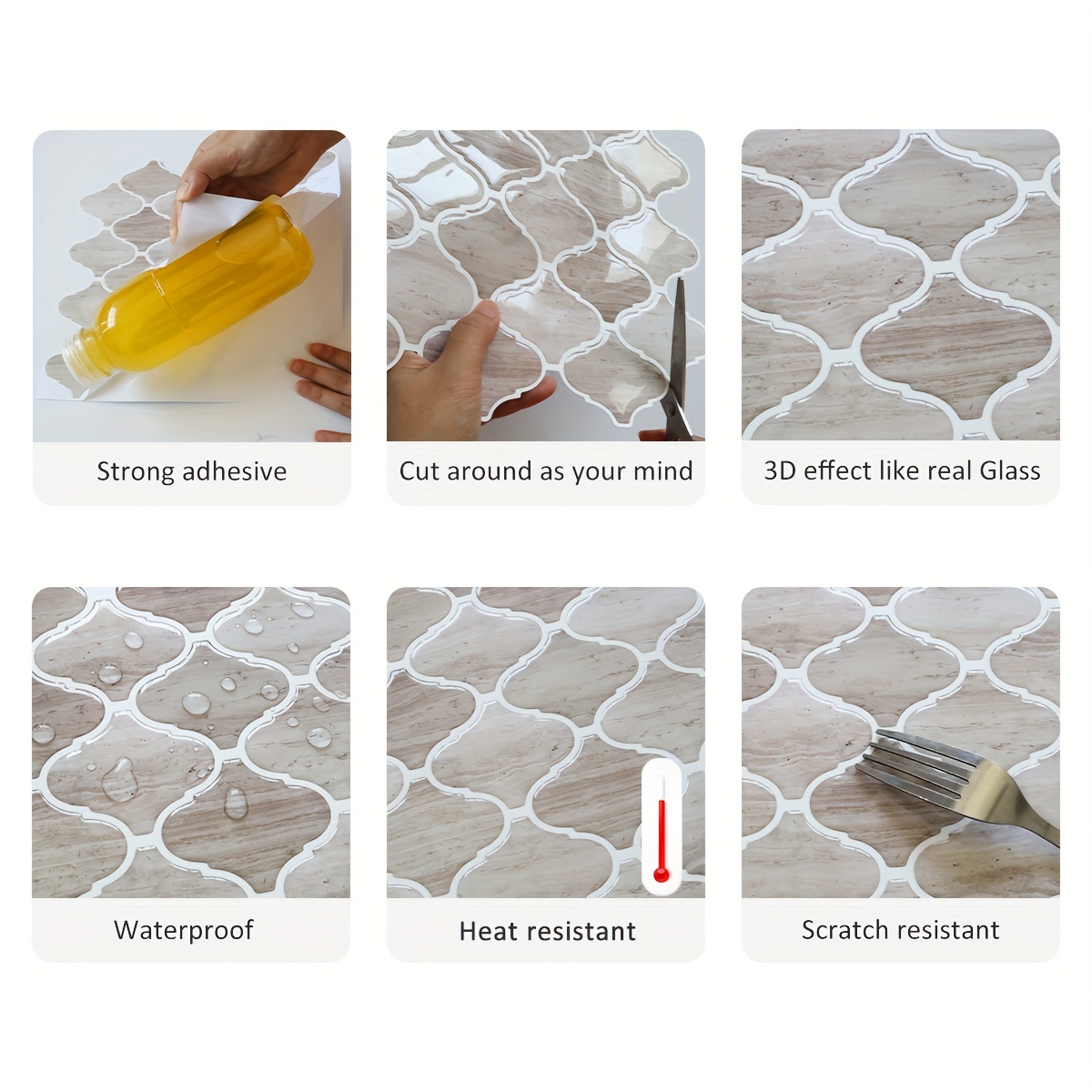 1/10pcs, autocollant mural pour carrelage, rétro autocollant pour carrelage  auto-adhésif sur carrelage pour cuisine