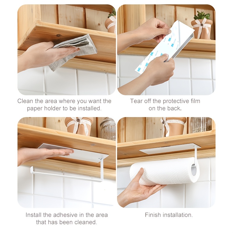 BWE Wall Mount Paper Towel Holder Bulk-Self-Adhesive Under Cabinet