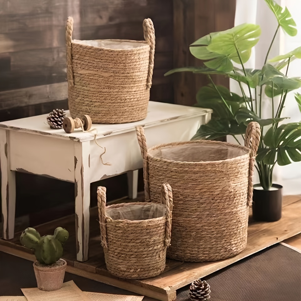 

1 Pack, Handmade Woven Bamboo Baskets, Including Grass Woven Flower Baskets, Flower Pots, Baskets, Bamboo Woven Baskets, Rattan Woven Baskets, And Fresh Flower Baskets