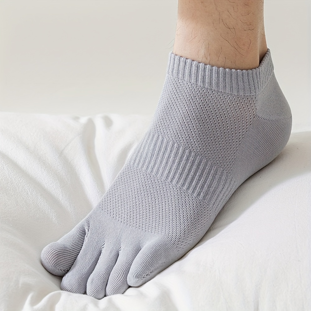Five Finger Socks Solid Color Breathable Ankle Socks Elastic Soft Short  Socks 