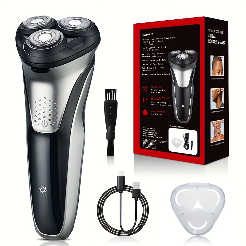 Maquinilla de afeitar eléctrica para hombres, afeitadora eléctrica  impermeable IPX7 para hombres con recortadora de barba emergente,  maquinilla de