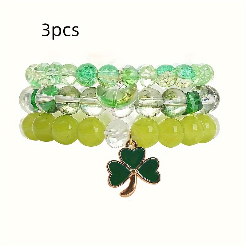 Heart Charm Beads Layered Bracelet Set Pompomia Bracelet - Temu