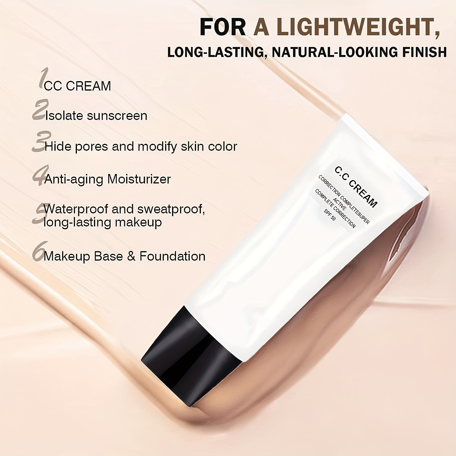 Skin Tone Adjusting CC Cream SPF 50,Cosmetics CC Cream, Colour