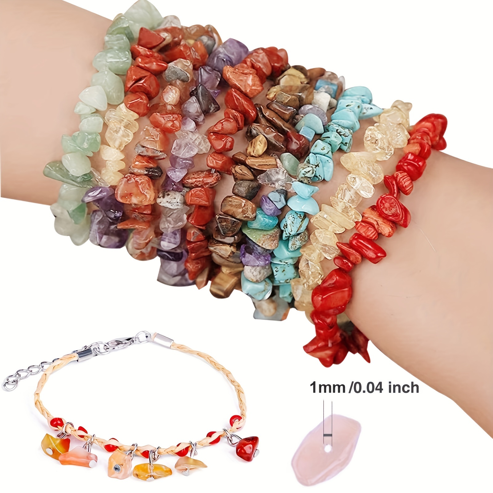 15pcs Irregular Crystal Chips Stone Beads Natural Gemstone Kit