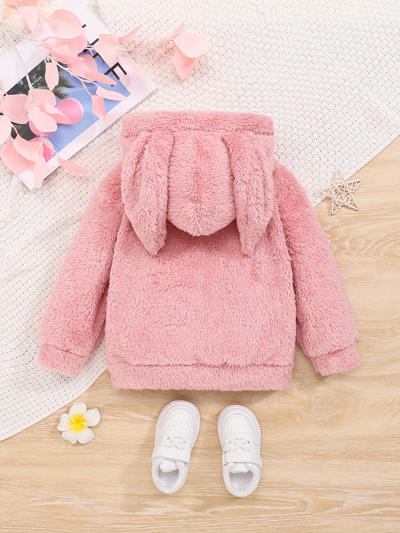 RUOGU Girls Winter Fleece Coats Ear Hooded Faux Fur Warm Jacket Hoodies  Outwear