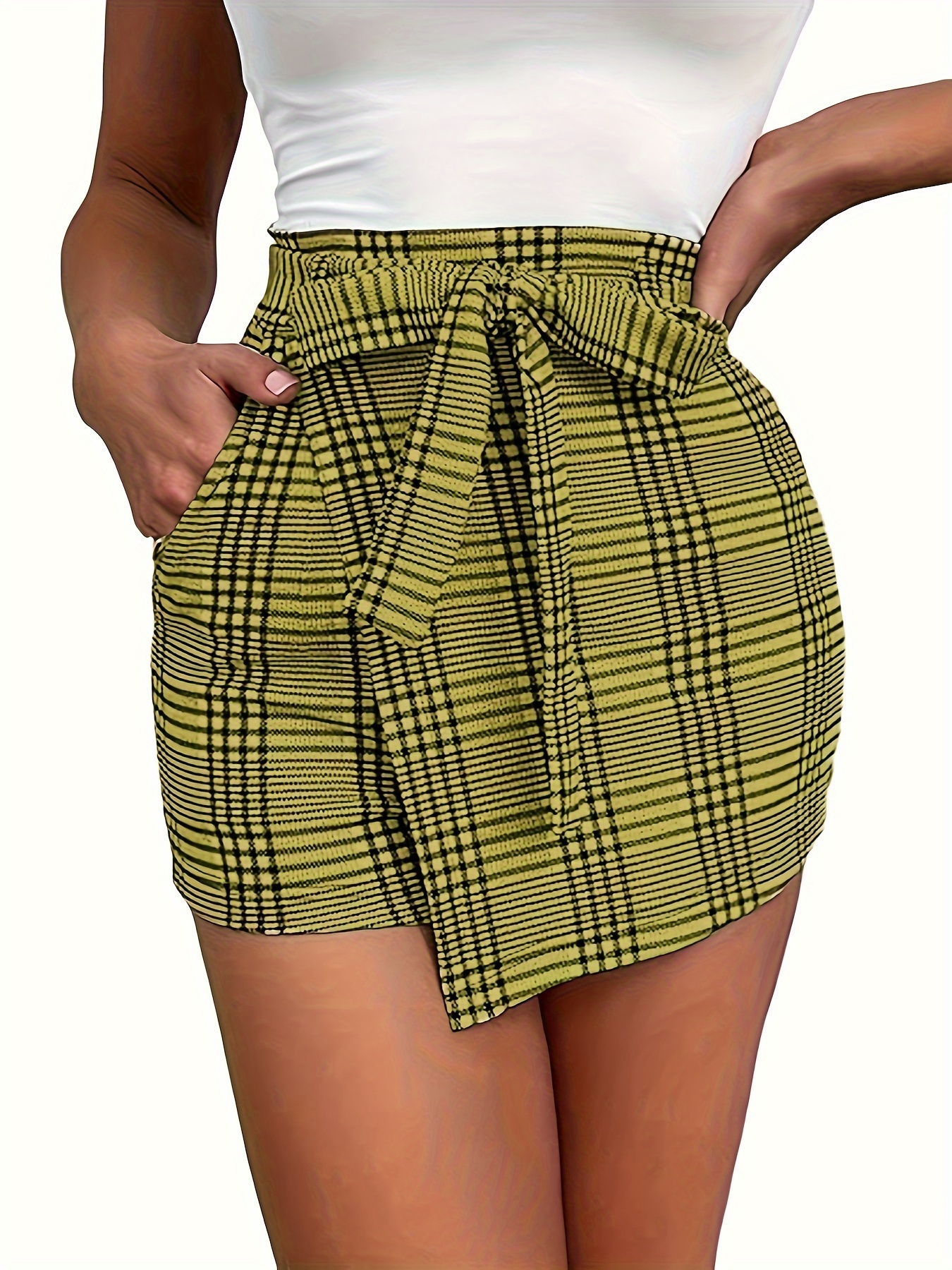 Yellow plaid hot sale shorts womens