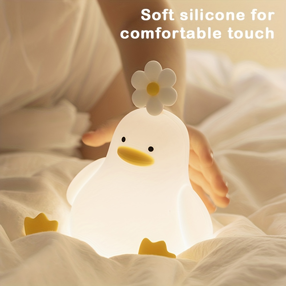 MUID Benson Lying Flat Duck Night Light, LED Squishy Duck Lamp, Cute Light  Up Duck, Silicone Dimmable Nursery Nightlight, Rechargeable Bedside Touch