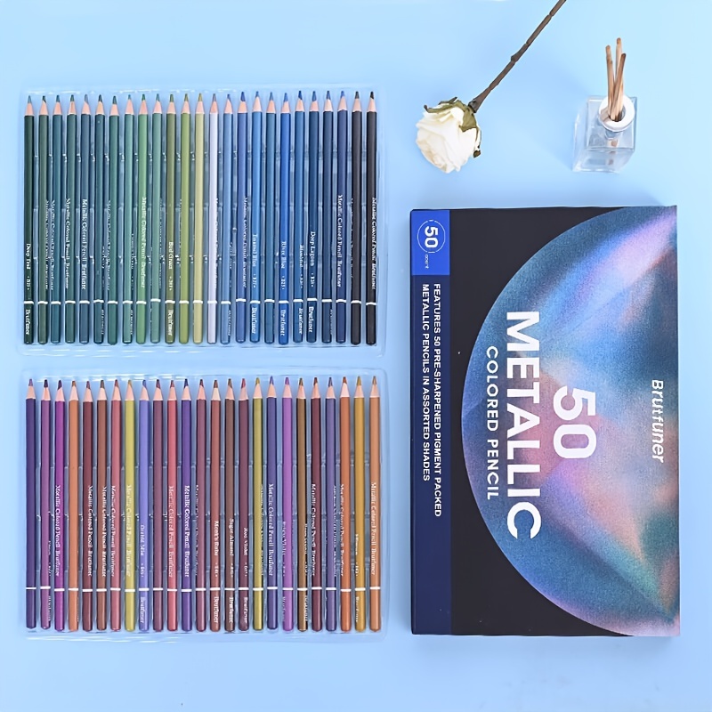 Brutfuner 50 couleurs crayon métallique dessin ensemble doux