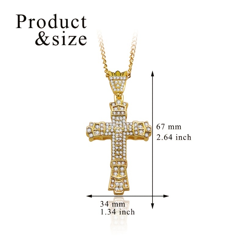 Men's Cross Pendant Necklace and Gold Plated Chain
