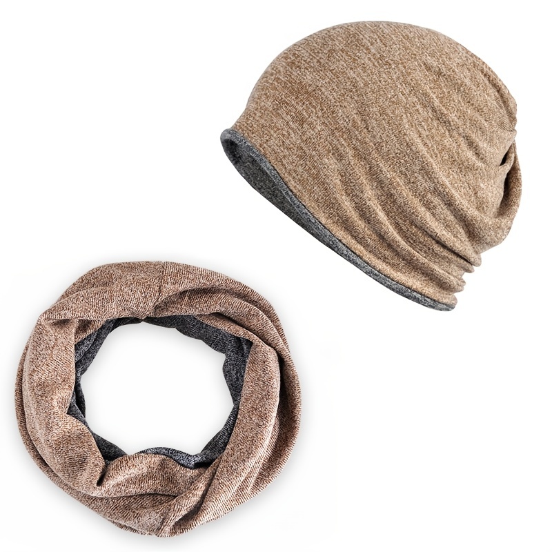 Slouch Sports Knitted Beanie Cap Headscarf 2 In 1 Winter Hat