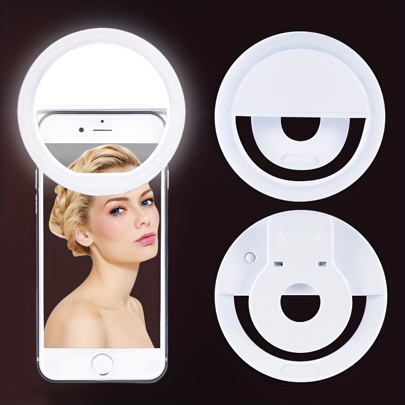 usb rechargeable selfie light ring led circle clip on selfie fill light with 36 led bubbles portable for iphone smart phones pads makeup mirrors details 5