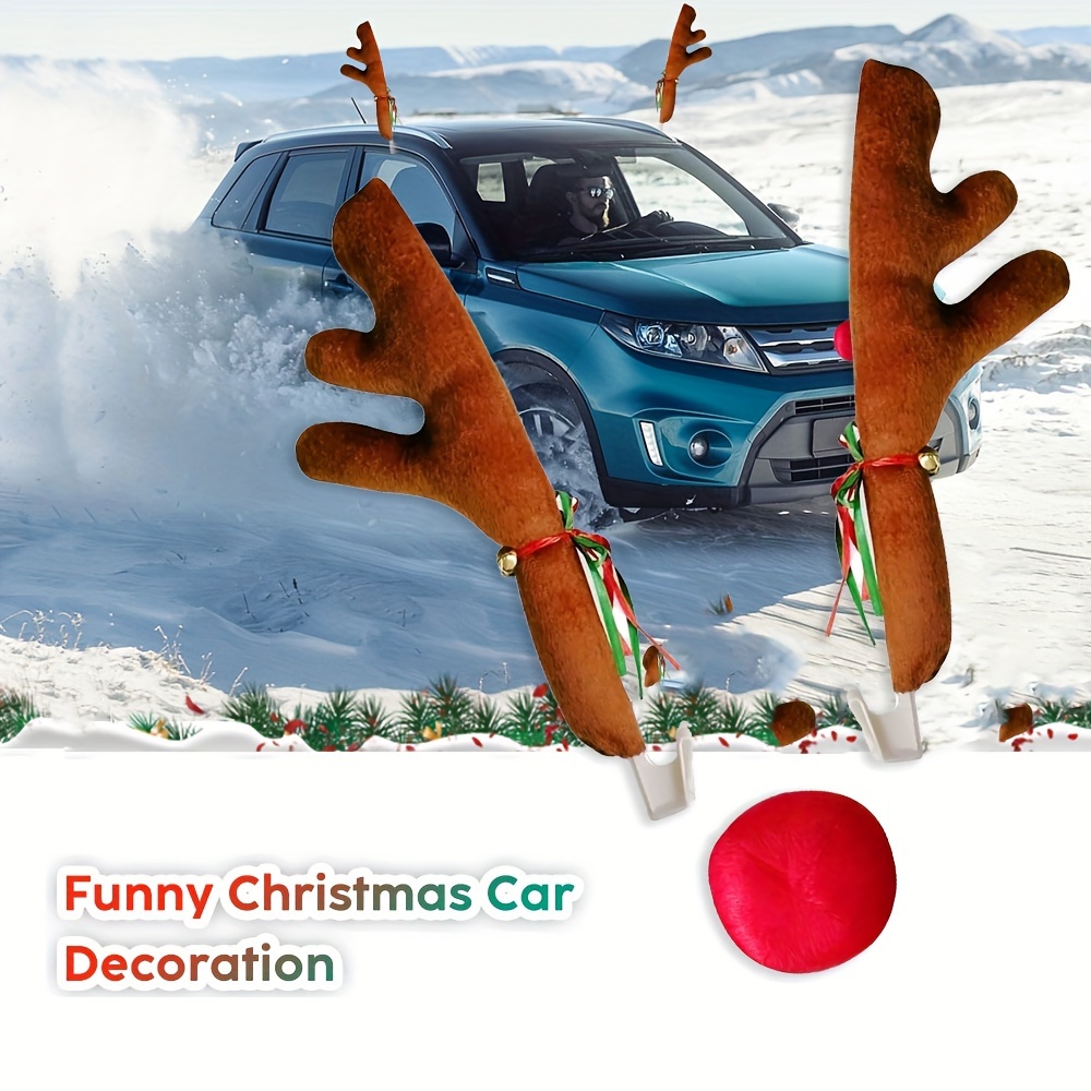 Car Reindeer Antlers Nose Decorations Set christmas - Temu