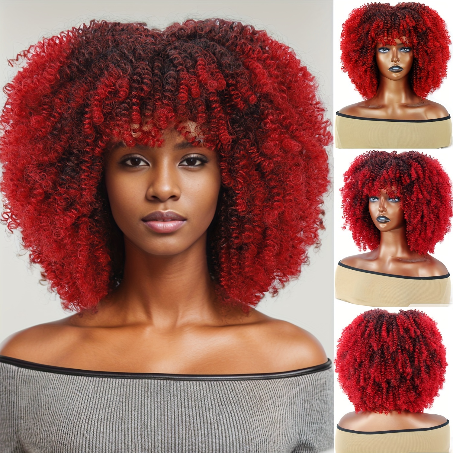 Afro Wig Bangs Natural Synthetic Fiber Hair Wig Temu