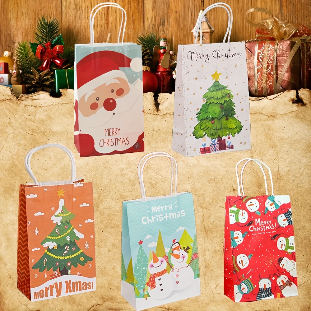 8 pzas Bolsas Regalo Navidad 8 Sacos Papel Kraft Diseños - Temu