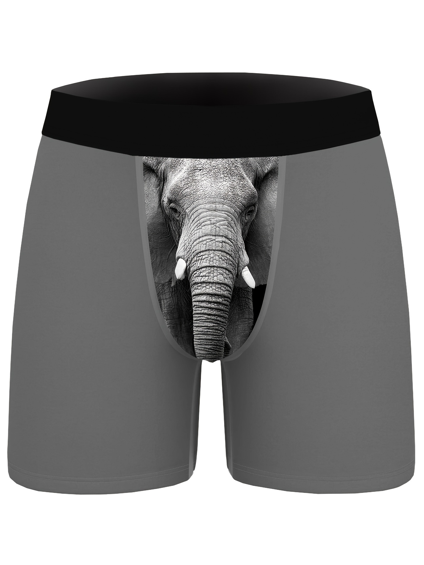 Men's fashion Sexy Elephant Nose Shape Cotton Penis Exposure Comfortable  Boxers Briefs, Solid Color Underwear With Separation Pouch For Teen Men