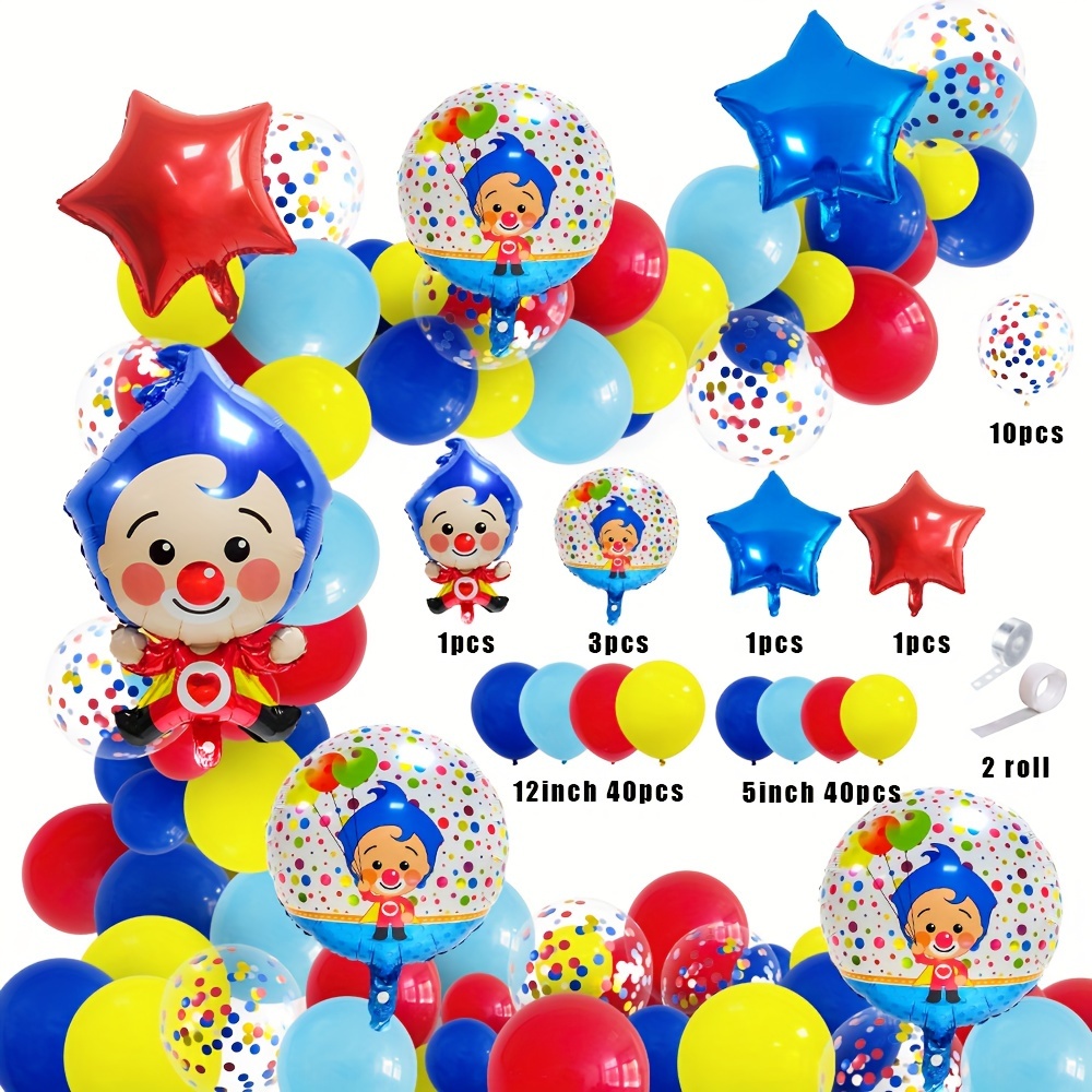 Decoración de fiesta de carnaval de circo, incluye kit de globos de confeti  de circo, telón de fondo de fotografía de carnaval, manteles de fiesta de