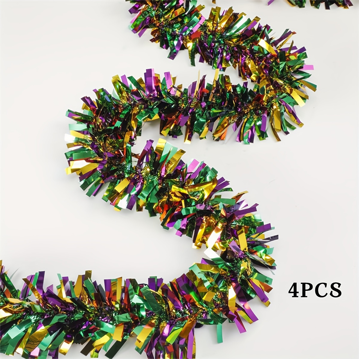 Mardi Gras Tinsel Garland Decorations Metallic Twist Garlands Mardi Gras  Tree Decor Hanging Decorations for Home Indoor Outdoor Carnival Holiday  Party