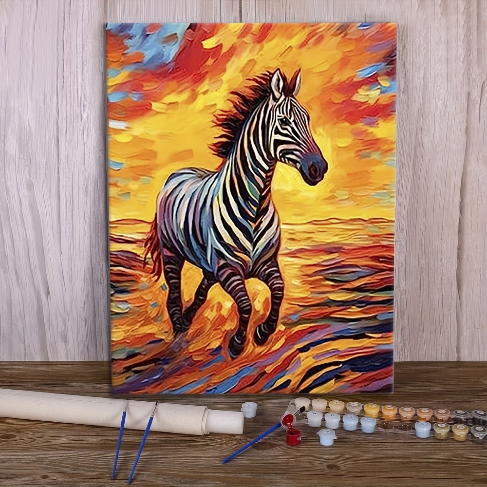 K-DIY Colourful Zebra DIY Oil Acrylic Painting Kit Paint by