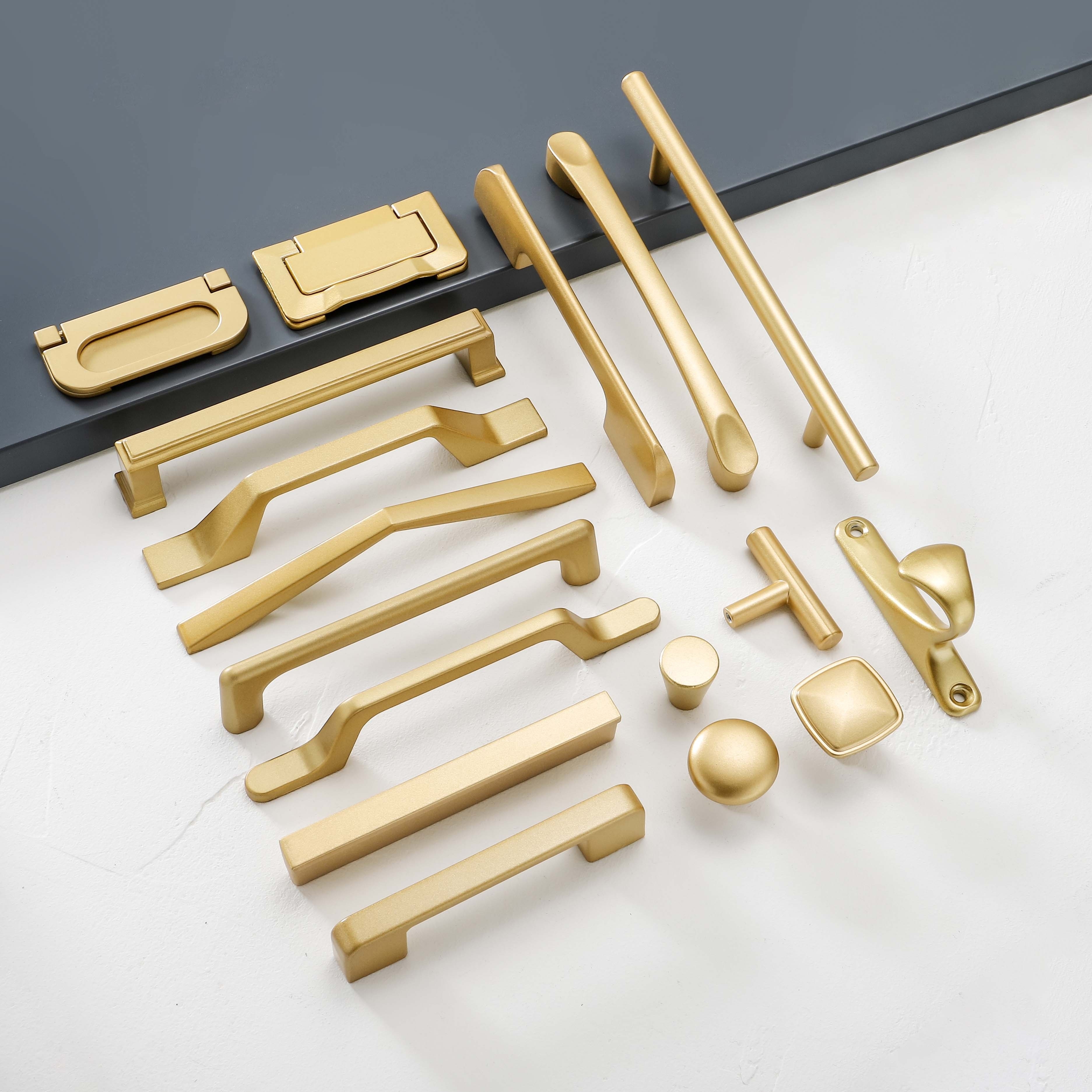 Simple Matte Golden Cabinet Handles Solid Aluminum Alloy - Temu